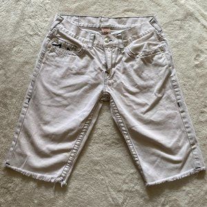 True Religion Straight Short 34 Fringe Edge White